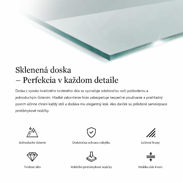 Průhledná obdélníková deska na stůl