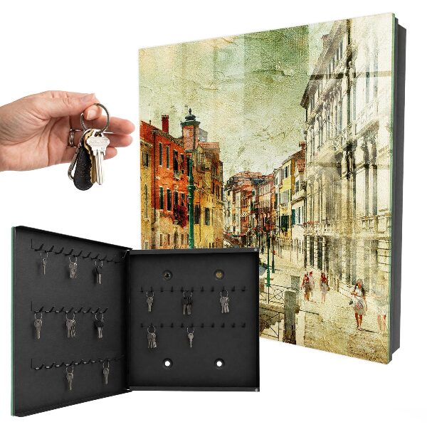 Nástěnná skříňka na klíče Barevné město