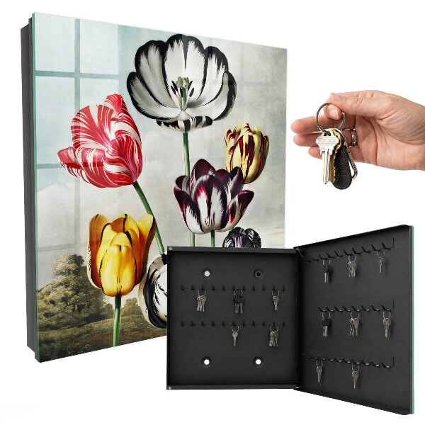 Ozdobná skříňka na klíče Retro tulipány