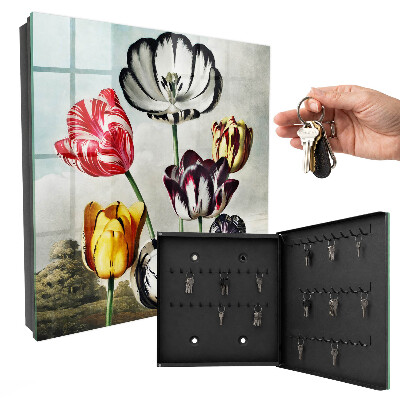 Ozdobná skříňka na klíče Retro tulipány