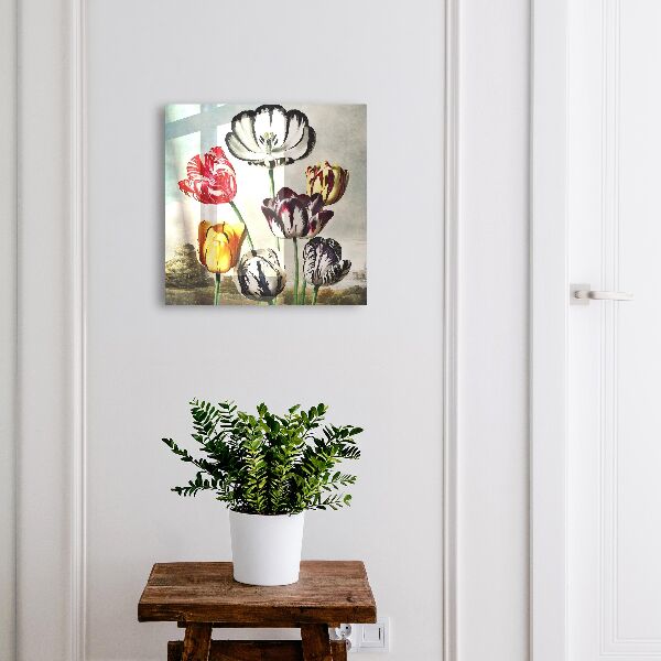 Ozdobná skříňka na klíče Retro tulipány