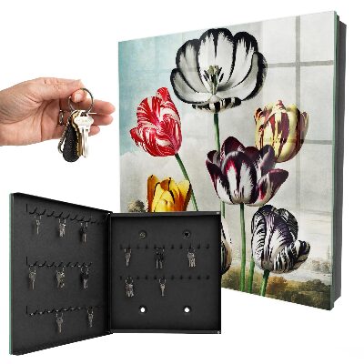 Ozdobná skříňka na klíče Retro tulipány