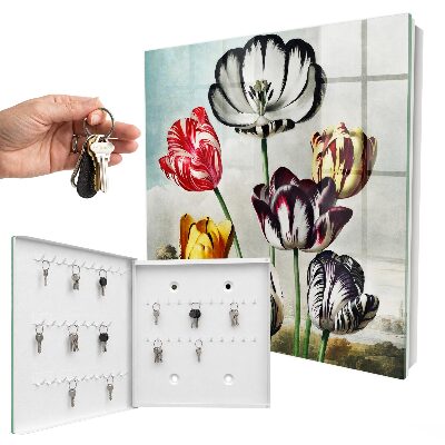 Ozdobná skříňka na klíče Retro tulipány