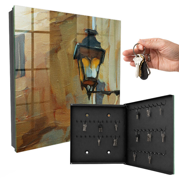 Nástěnná skříňka na klíče Retro lampa