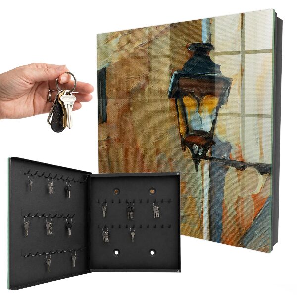Nástěnná skříňka na klíče Retro lampa