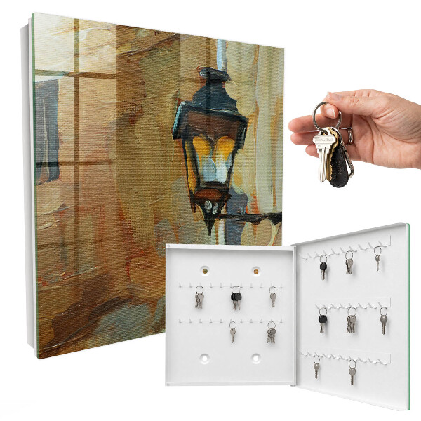 Nástěnná skříňka na klíče Retro lampa