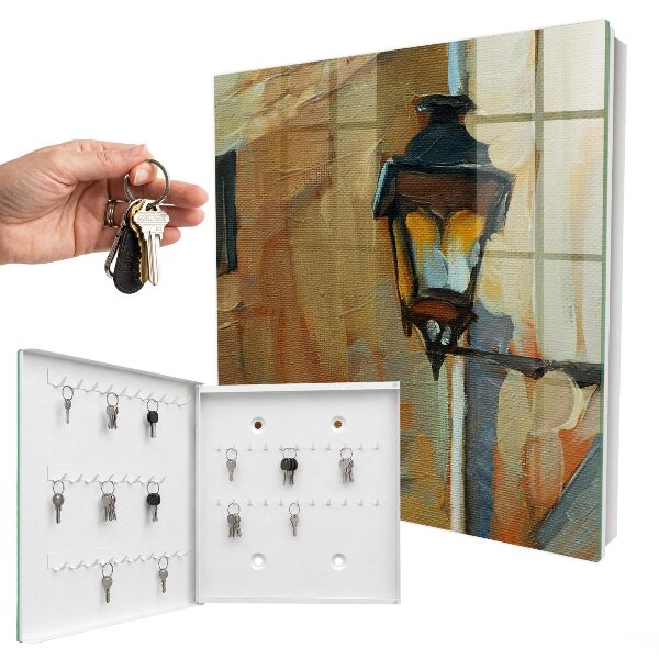 Nástěnná skříňka na klíče Retro lampa
