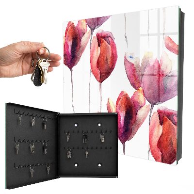 Ozdobná skříňka na klíče Akvarelové tulipány