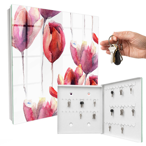 Ozdobná skříňka na klíče Akvarelové tulipány