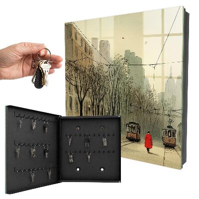Nástěnná skříňka na klíče Procházka po městě