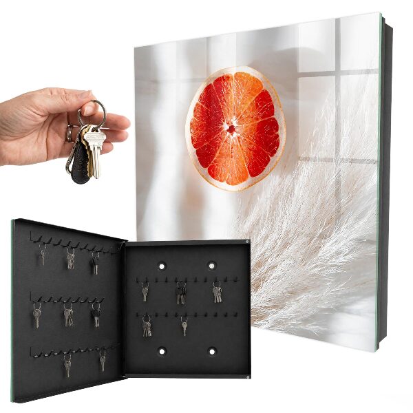 Ozdobná skříňka na klíče Červený grapefruit a boho tráva