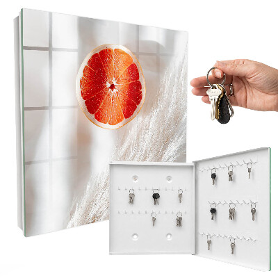 Ozdobná skříňka na klíče Červený grapefruit a boho tráva