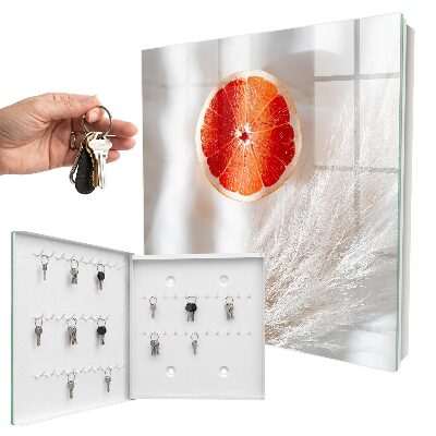 Ozdobná skříňka na klíče Červený grapefruit a boho tráva