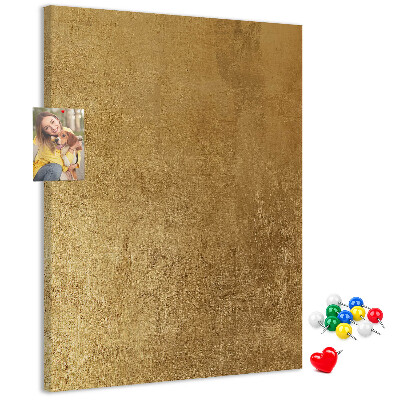 Korková tabule Zlatý papír s barevnými špendlíky
