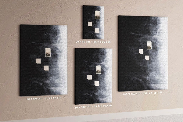 Nástěnka na zeď Černá a bílá mlha s jemným přechodem