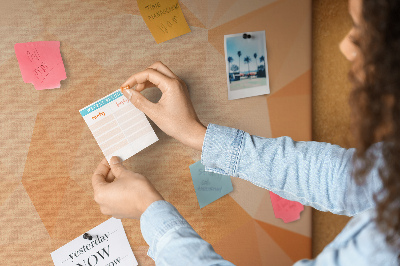 Nástěnka na zeď Geometrie v odstínech oranžové a béžové