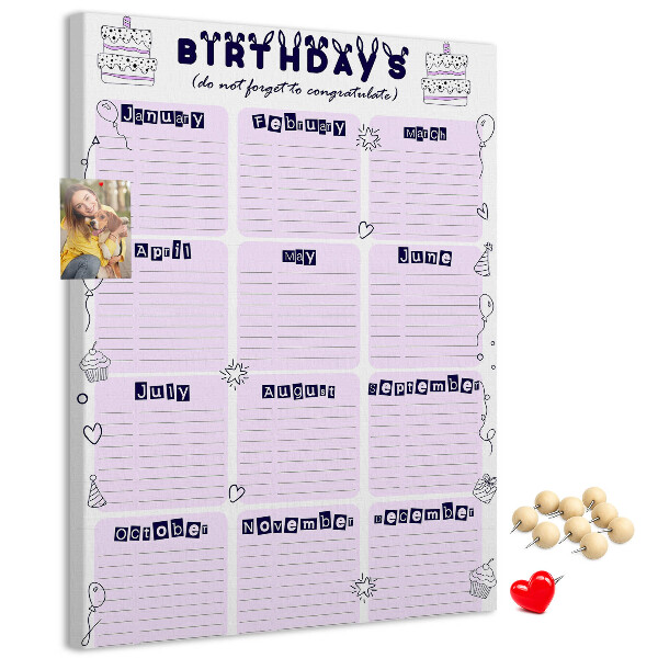 Korková tabule Narozeninový kalendář s barevnými balónky