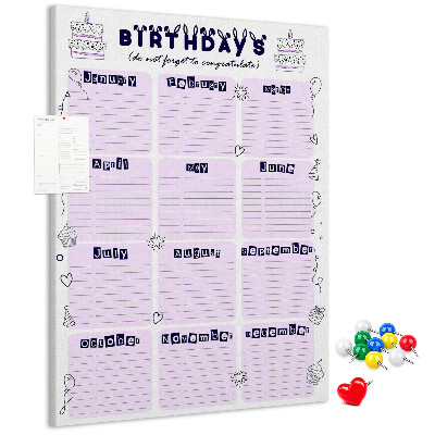 Korková tabule Narozeninový kalendář s barevnými balónky