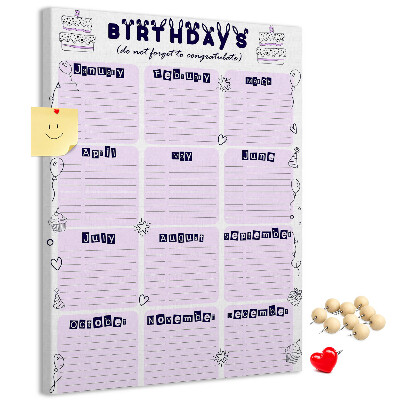 Korková tabule Narozeninový kalendář s barevnými balónky