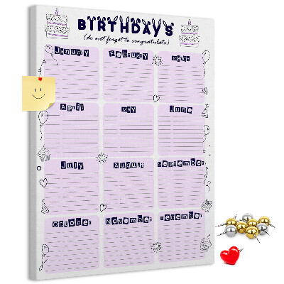 Korková tabule Narozeninový kalendář s barevnými balónky