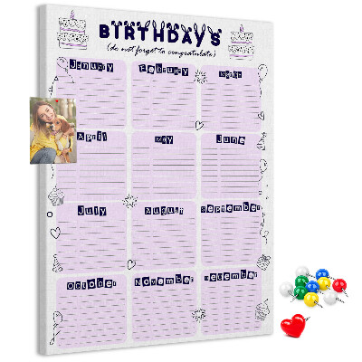 Korková tabule Narozeninový kalendář s barevnými balónky