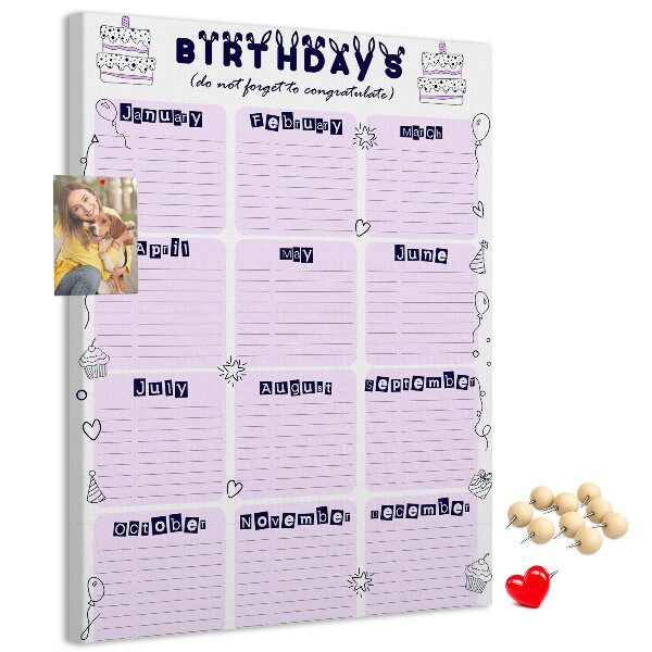 Korková tabule Narozeninový kalendář s barevnými balónky