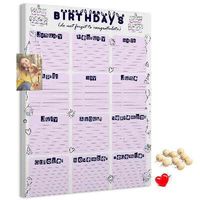 Korková tabule Narozeninový kalendář s barevnými balónky