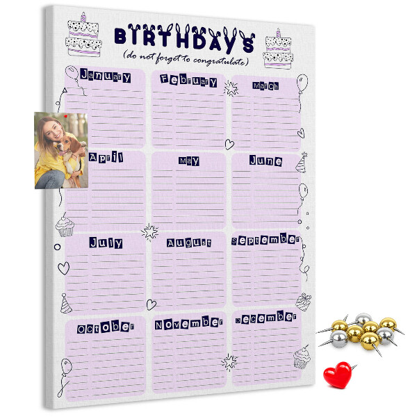 Korková tabule Narozeninový kalendář s barevnými balónky