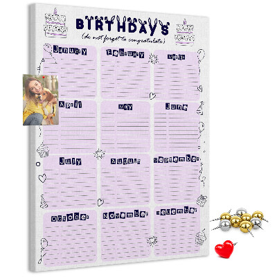 Korková tabule Narozeninový kalendář s barevnými balónky