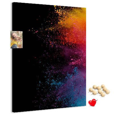 Nástěnka korková Barevné exploze na černém pozadí