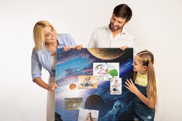 Nástěnka na zeď Vesmírná krajina s planetami a mraky