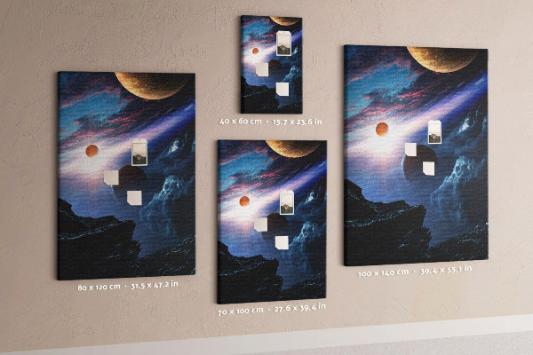 Nástěnka na zeď Vesmírná krajina s planetami a mraky