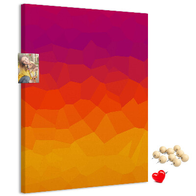 Nástěnka korková Barevný gradient v odstínech oranžové a fialové