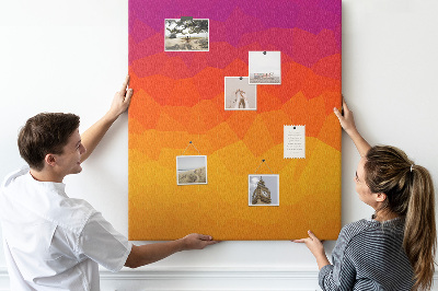 Nástěnka korková Barevný gradient v odstínech oranžové a fialové