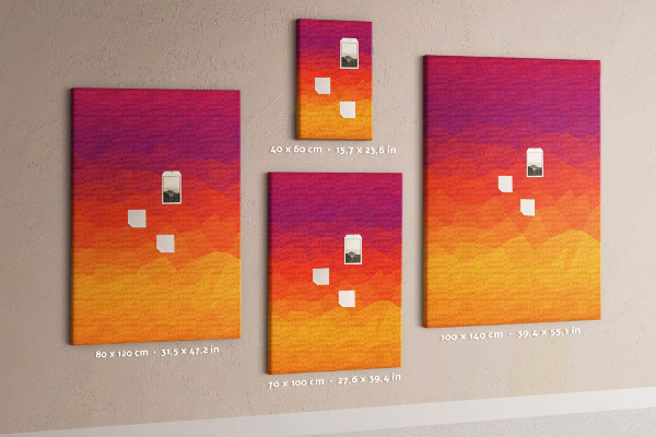 Nástěnka korková Barevný gradient v odstínech oranžové a fialové