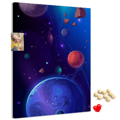 Nástěnka na zeď Vesmírná krajina s planetami a asteroidy