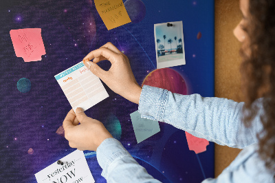 Nástěnka na zeď Vesmírná krajina s planetami a asteroidy