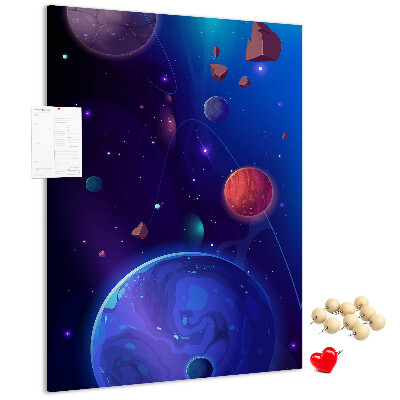 Nástěnka na zeď Vesmírná krajina s planetami a asteroidy