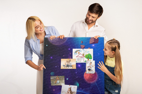 Nástěnka na zeď Vesmírná krajina s planetami a asteroidy