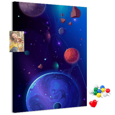 Nástěnka na zeď Vesmírná krajina s planetami a asteroidy