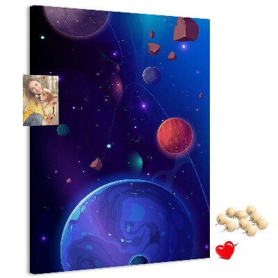 Nástěnka na zeď Vesmírná krajina s planetami a asteroidy