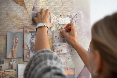 Nástěnka korková Jemné listy v pastelových odstínech