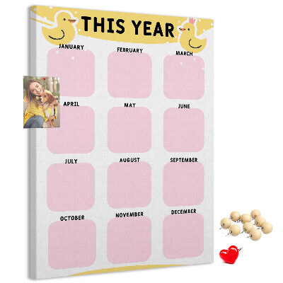 Nástěnka korková Veselý kalendář s motivem ptáka