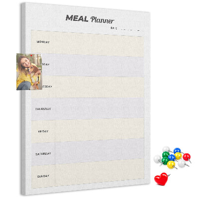 Korková tabule Plánovač jídelníčku na celý týden