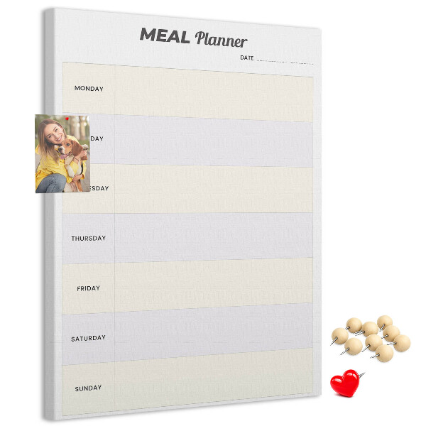 Korková tabule Plánovač jídelníčku na celý týden