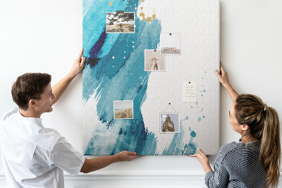 Nástěnka na zeď Abstraktní modré odstíny se zlatými akcenty