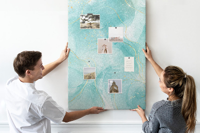 Nástěnka korková Jemné modré vlny se zlatými akcenty