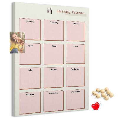 Nástěnka na zeď Narozeninový kalendář s prostorem pro poznámky
