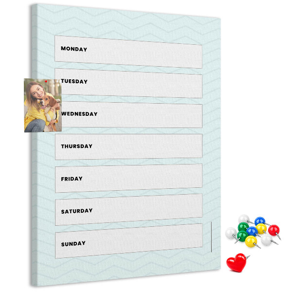 Nástěnka korková Týdenní plán v geometrickém vzoru