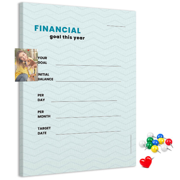 Nástěnka korková Téma pro plánování finančních cílů